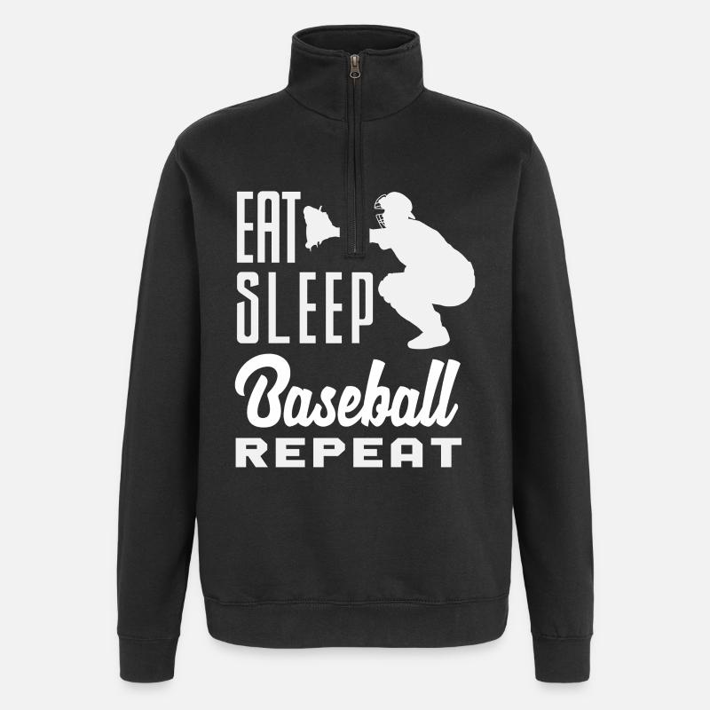 Eat Sleep Baseball Repeat Catcher - Quarter-Zip Sweatshirt - black