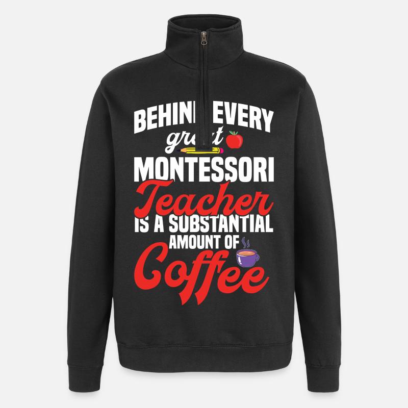 Montessori-Lehrer-Methode Schule - Quarter-Zip-Sweatshirt - Schwarz