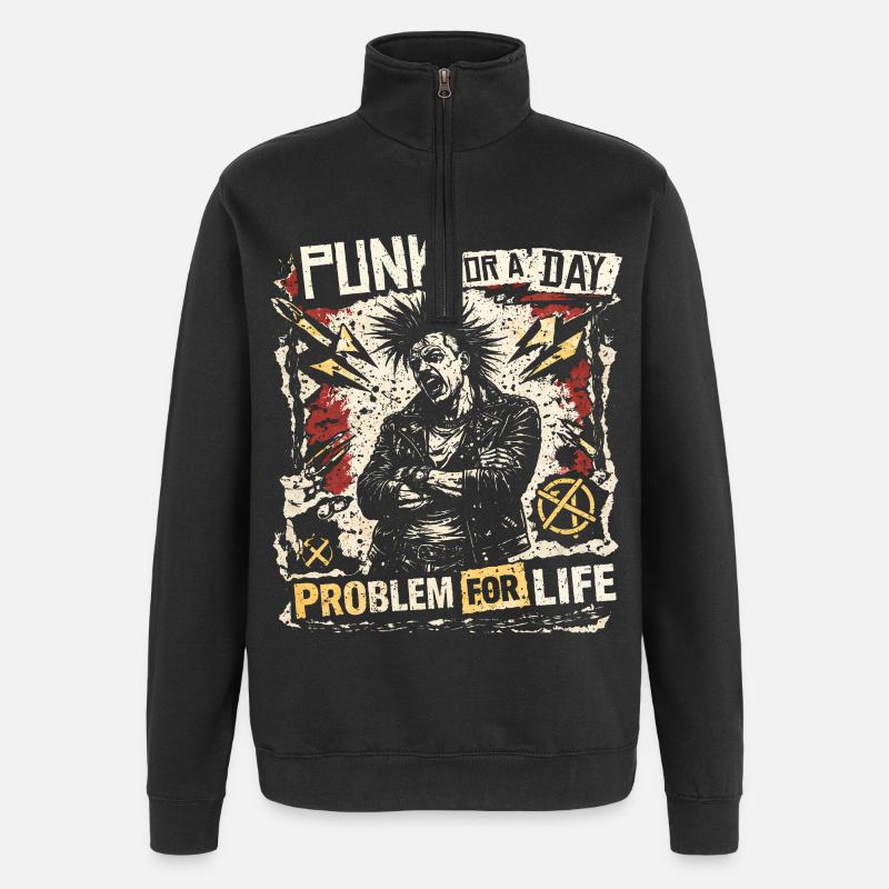 Punk Pour Un Jour - Sweat à zip 1/4 - noir