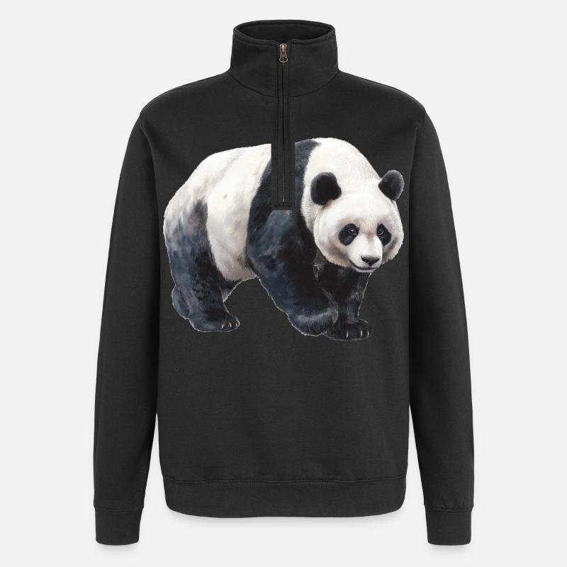 Panda - Sweat à zip 1/4 - noir