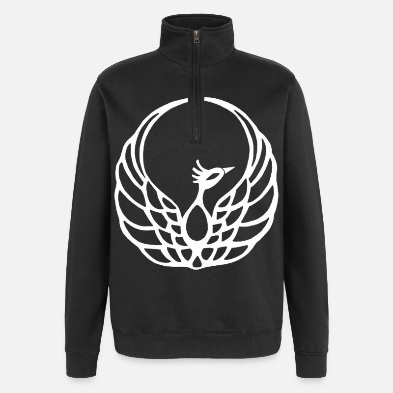 Phénix blanc - Sweat à zip 1/4 - noir