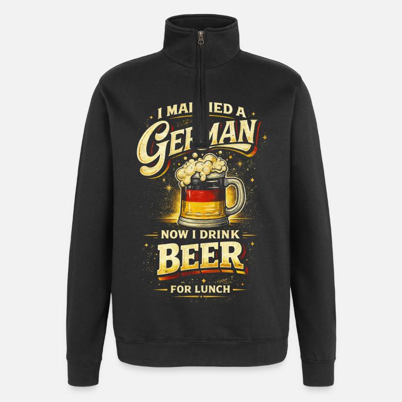 Married to a German - Quarter-Zip Sweatshirt - black