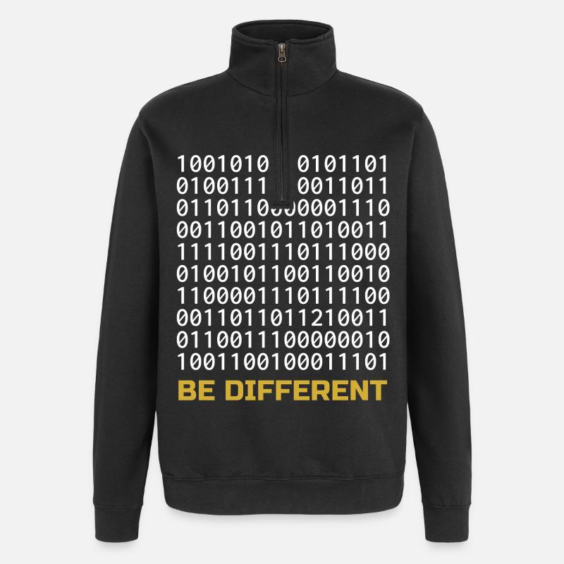 Be Different: Binäres Muster mit Botschaft - Quarter-Zip-Sweatshirt - Schwarz