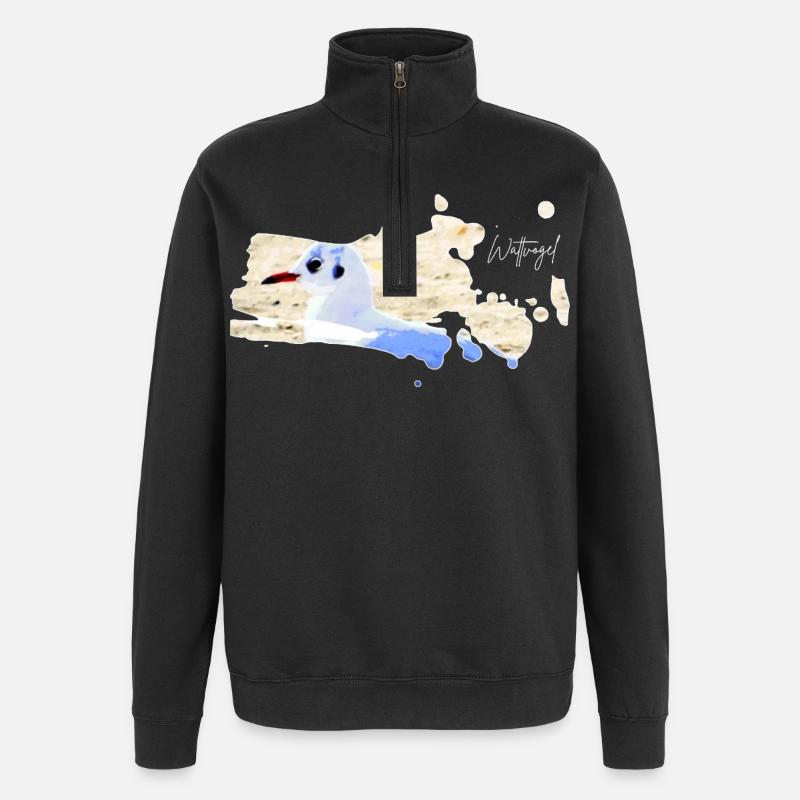 Wattvogel Nordsee Möwe - Quarter-Zip-Sweatshirt - Schwarz