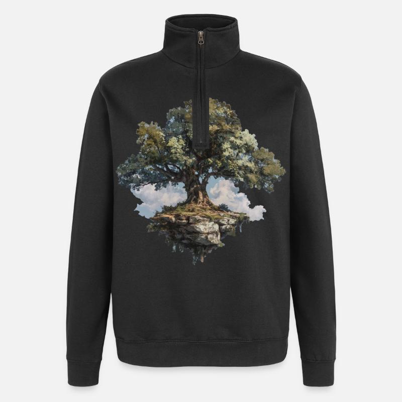 Arbre - Sweat à zip 1/4 - noir