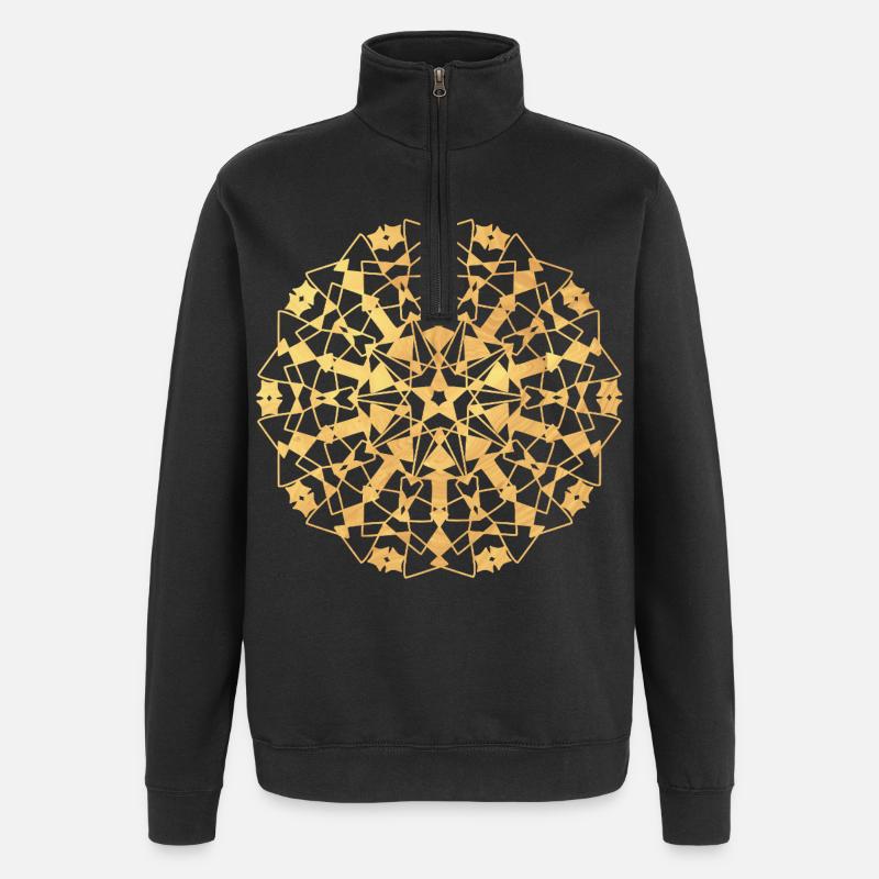 Mandala geometrisch - gold - Quarter-Zip-Sweatshirt - Schwarz