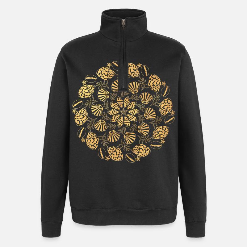 Shell Mandala - gold - Quarter-Zip Sweatshirt - black