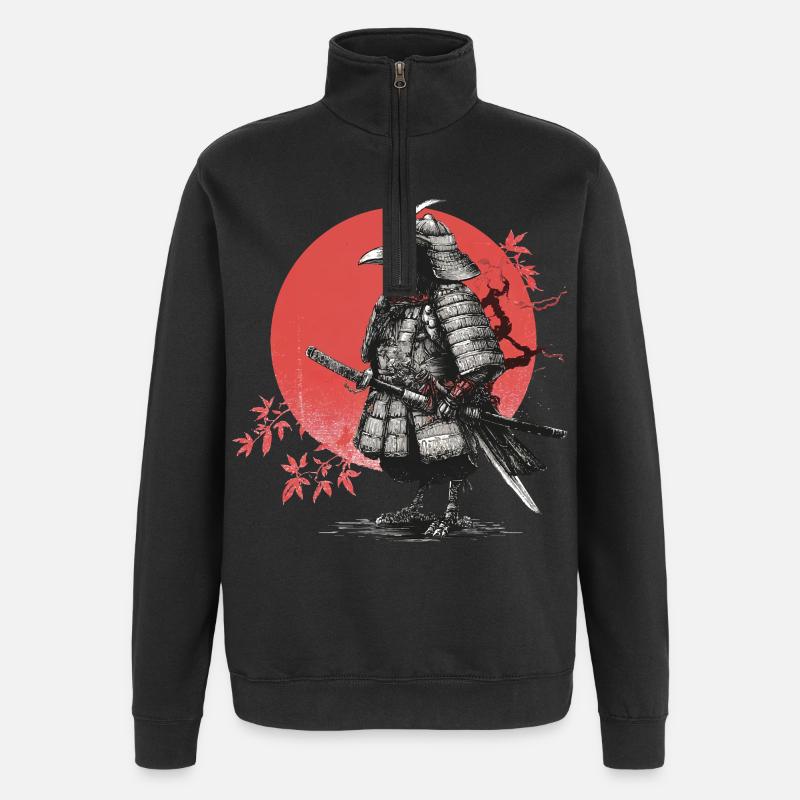 Samurai Crow in Armor - Quarter-Zip Sweatshirt - black