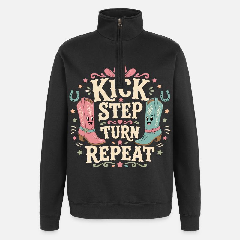 Kick Step Turn Repeat - Quarter-Zip Sweatshirt - black