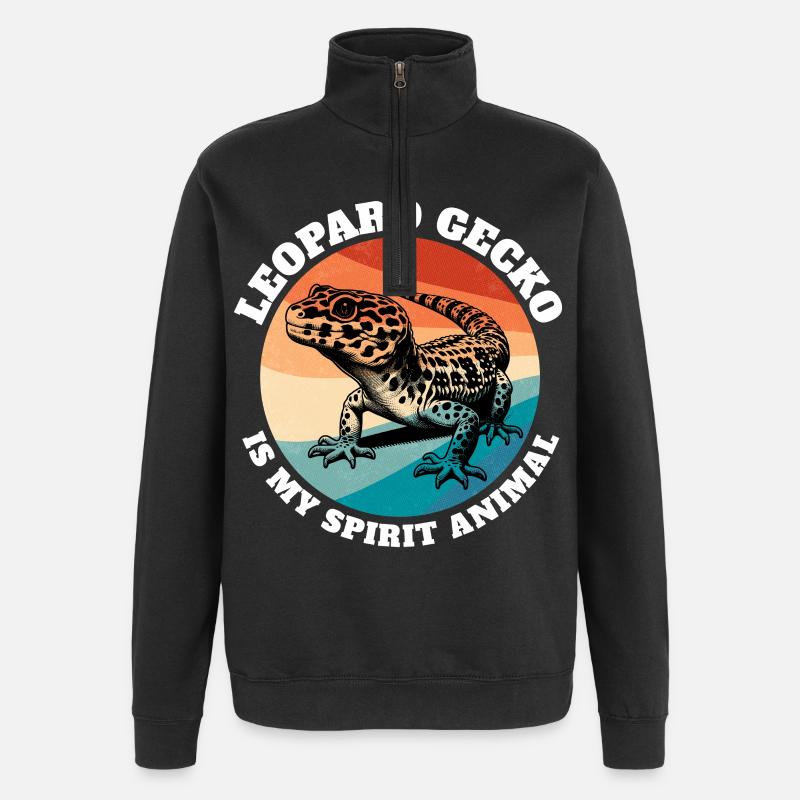 Leopardgecko Sprüche - Quarter-Zip-Sweatshirt - Schwarz