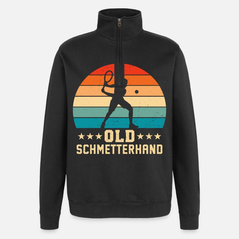 Old Schmetterhand Retro Tennis  - Quarter-Zip-Sweatshirt - Schwarz