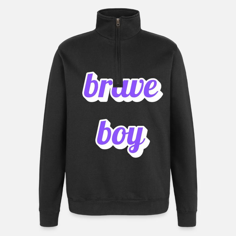Brave Boy Lettering - Quarter-Zip Sweatshirt - black