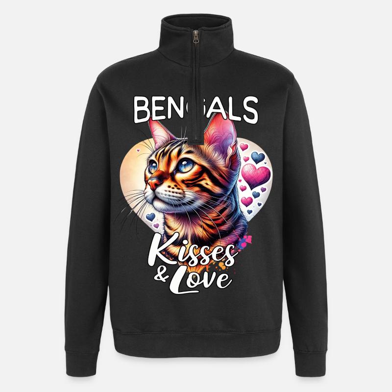 Bengal Cat Love - Quarter-Zip Sweatshirt - black
