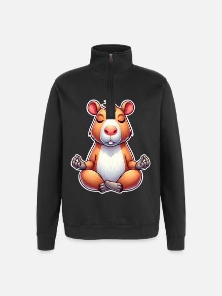 Capybara Yoga Meditation - Quarter-Zip Sweatshirt - black