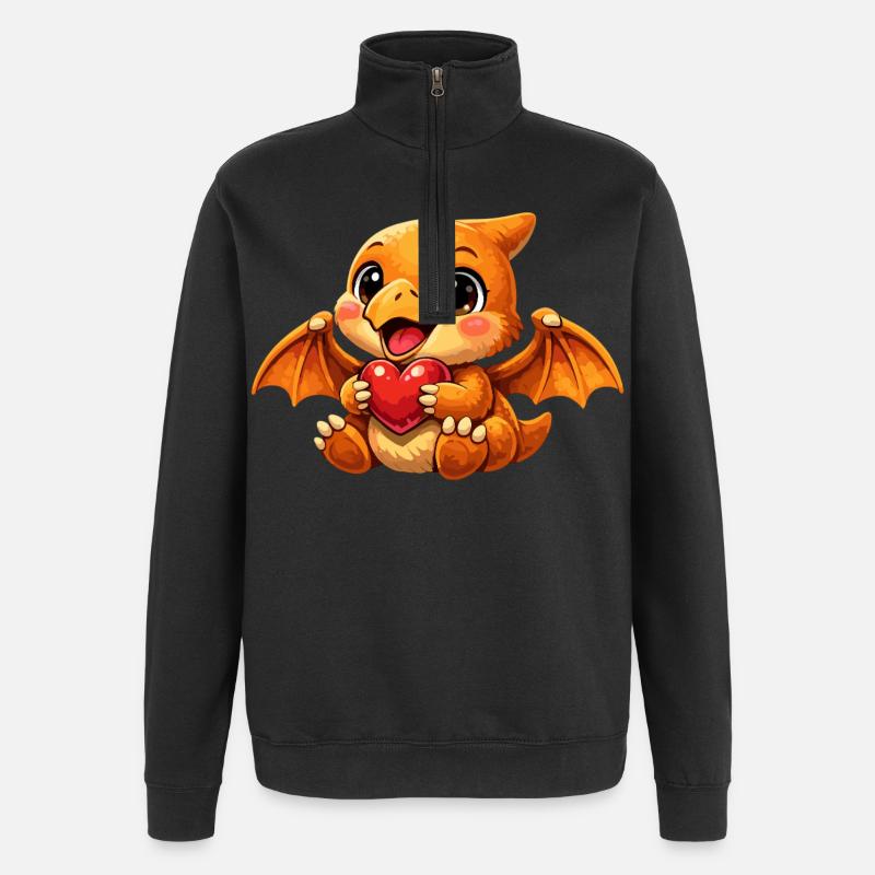 Petit ptérodactyle bébé – Ptérosaure mignon - Sweat à zip 1/4 - noir