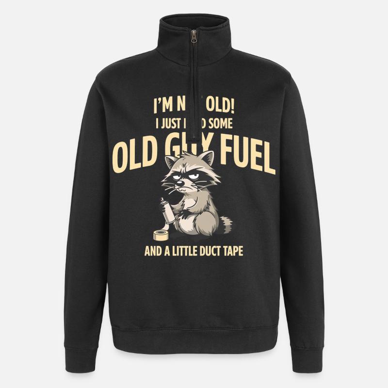 Grumpy Raccoon Old Guy Fuel Tee - Sweat à zip 1/4 - noir