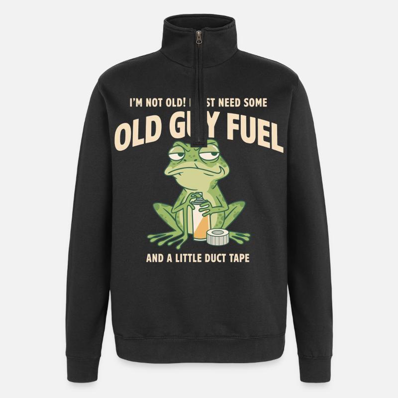 Old Guy Fuel Frog Tee - Sweat à zip 1/4 - noir