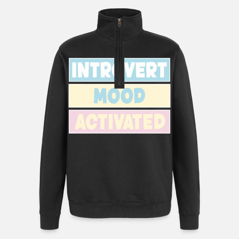 introverti - Sweat à zip 1/4 - noir