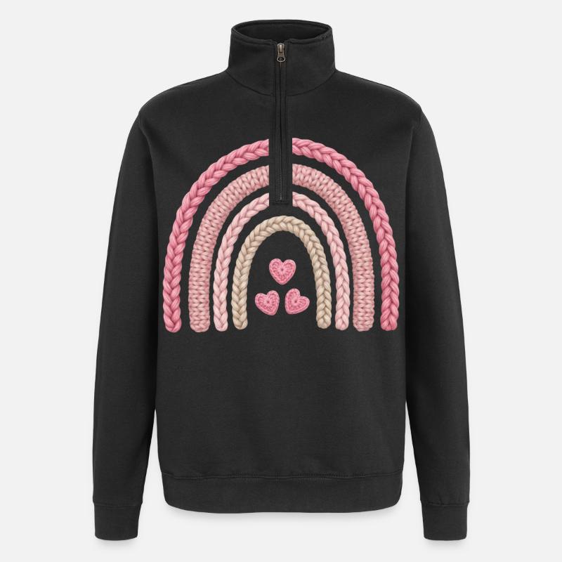 Rainbow Pink Knitting Pattern - Quarter-Zip Sweatshirt - black