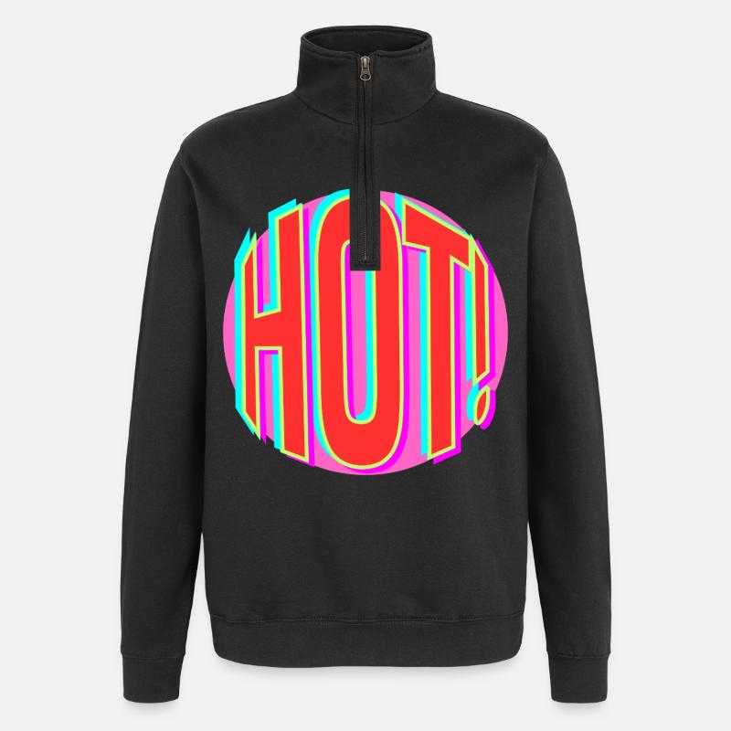 Neon Hot Retro Lettering - Quarter-Zip Sweatshirt - black
