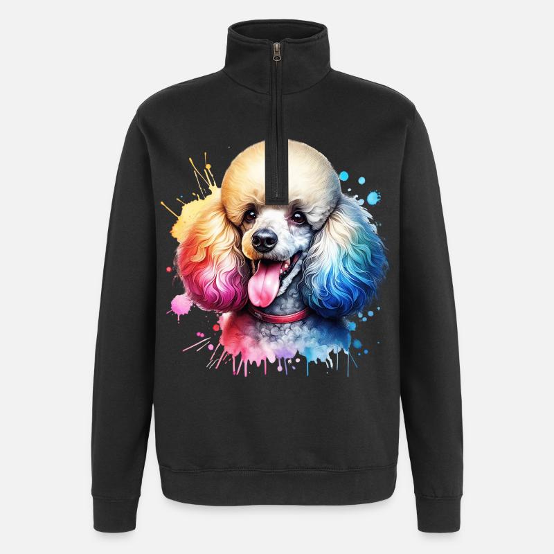 Motif du caniche - Sweat à zip 1/4 - noir