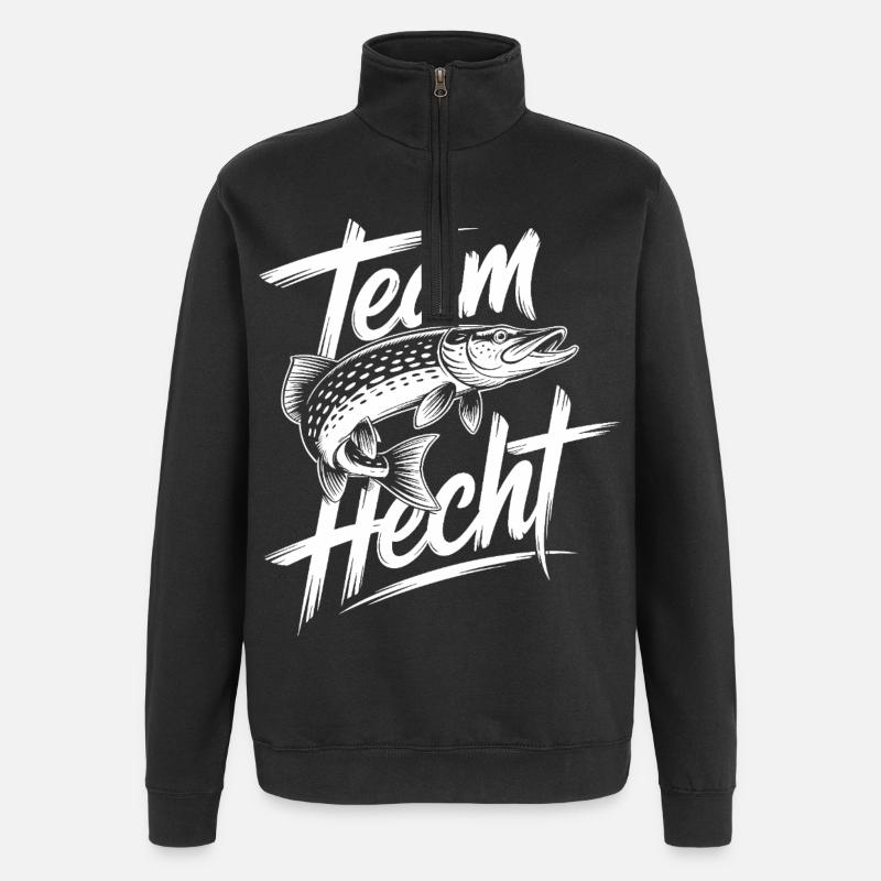 Springender Hecht - Quarter-Zip-Sweatshirt - Schwarz