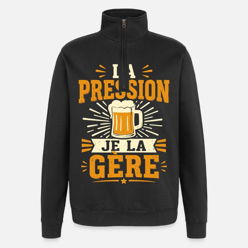 La pression je la gère - Sweat à zip 1/4 - noir