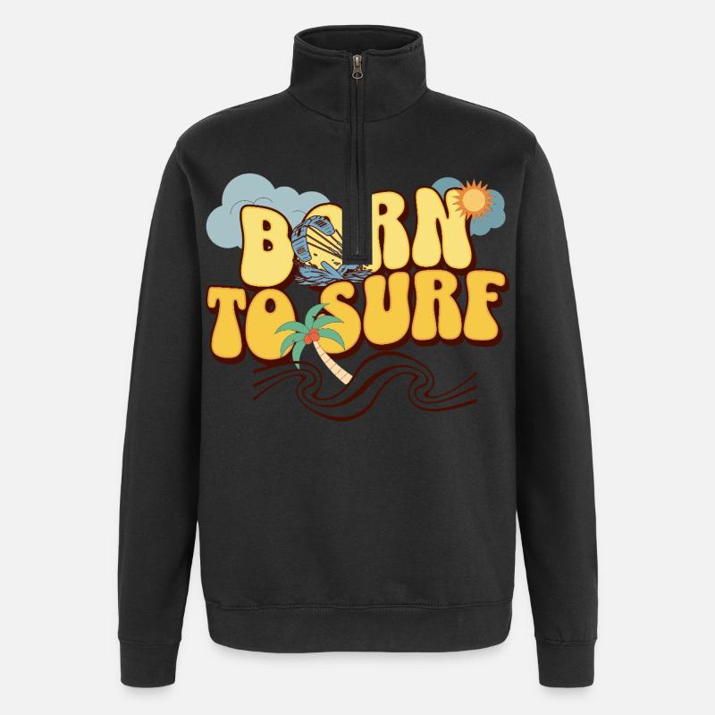 Né pour surfer - Sweat à zip 1/4 - noir