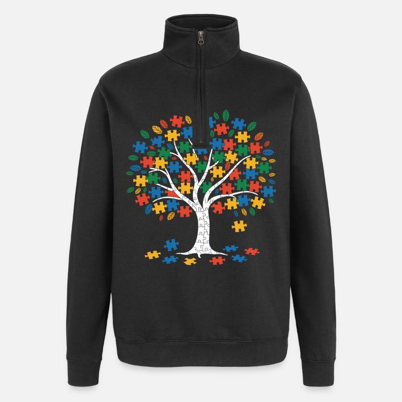 Autisme - Sweat à zip 1/4 - noir