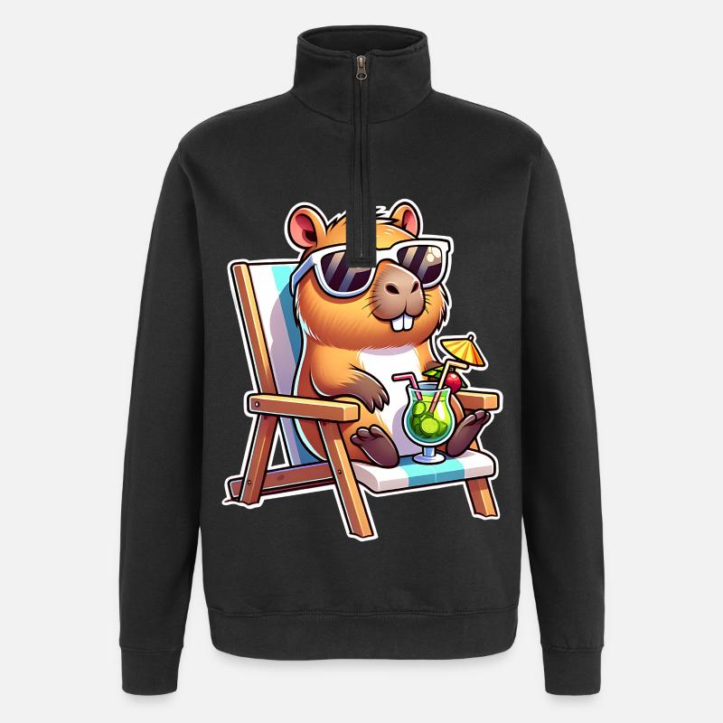 Capybara Chill - Quarter-Zip Sweatshirt - black