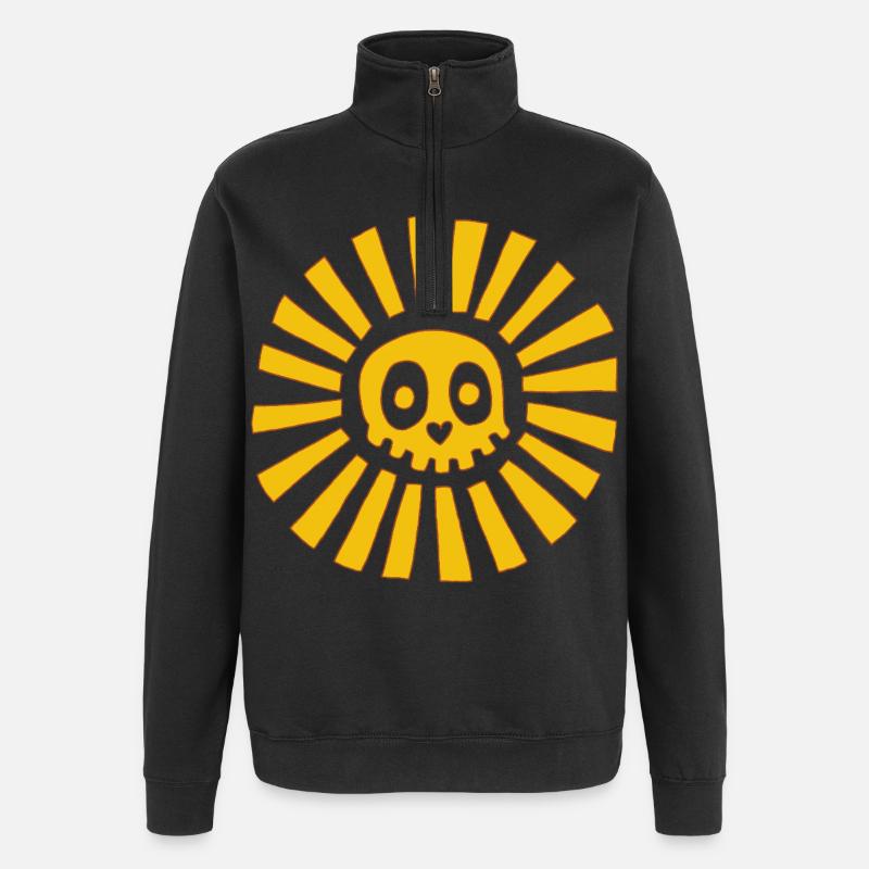 Sunny Skull - Quarter-Zip Sweatshirt - black
