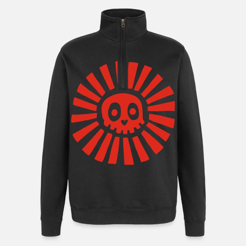 Red Sunny Skull - Quarter-Zip Sweatshirt - black