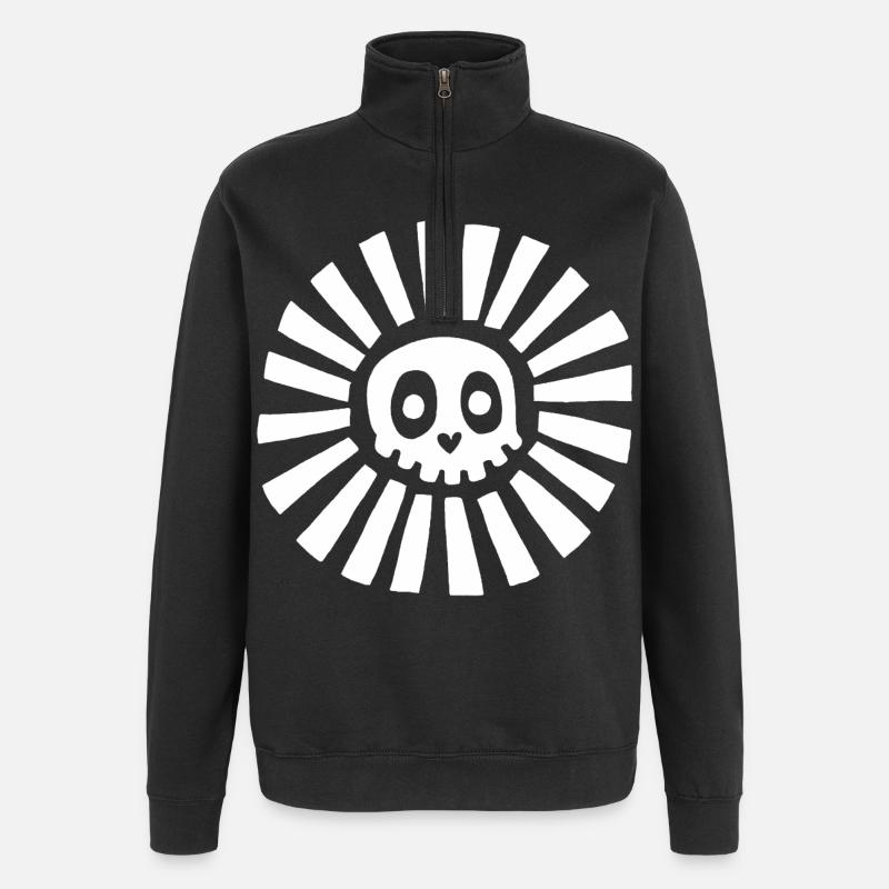 Crâne ensoleillé blanc - Sweat à zip 1/4 - noir