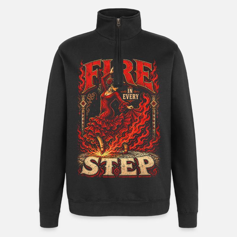 Flamboyant à chaque pas - Sweat à zip 1/4 - noir