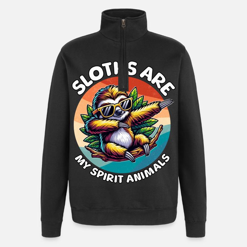 Funny Sloth Sayings - Quarter-Zip Sweatshirt - black
