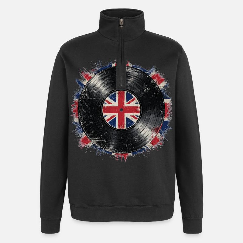 British Vinyl Flag - Quarter-Zip Sweatshirt - black