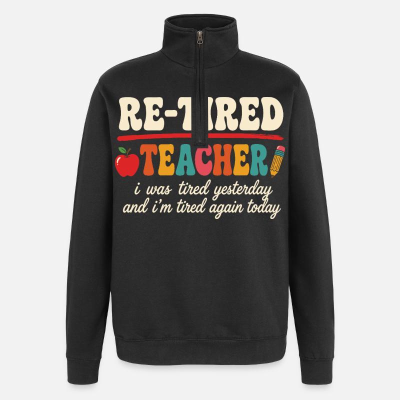Professeur sarcastique refatigué à la retraite - Sweat à zip 1/4 - noir
