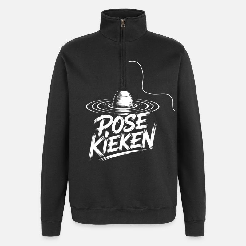 Angler Pose Design - Quarter-Zip-Sweatshirt - Schwarz