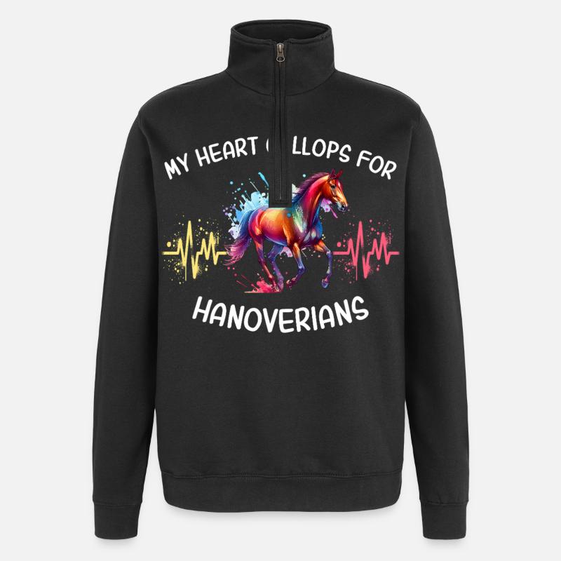 Hannoveraner Herzlinie Pferd - Quarter-Zip-Sweatshirt - Schwarz