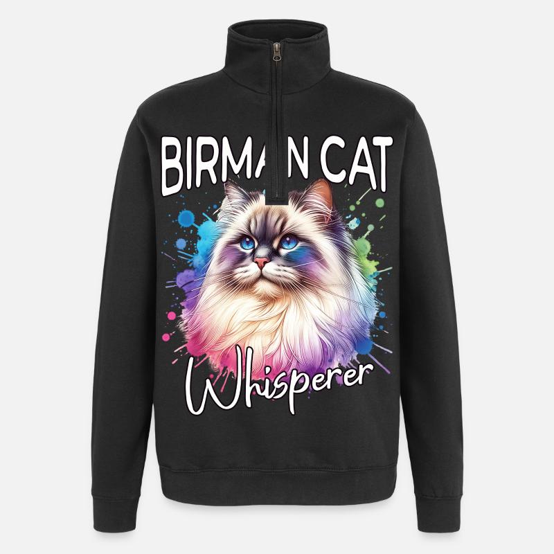 Le Murmureur de chats Birman - Sweat à zip 1/4 - noir