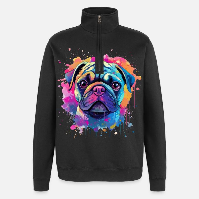 Portrait vibrant de Carlin Splash - Sweat à zip 1/4 - noir