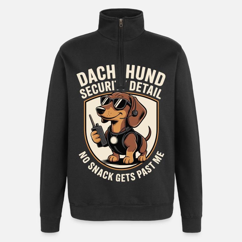 Dachshund Snack Guard - Quarter-Zip Sweatshirt - black