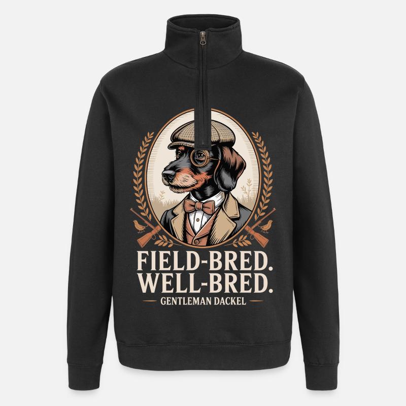 Gentleman Dachshund - Quarter-Zip Sweatshirt - black