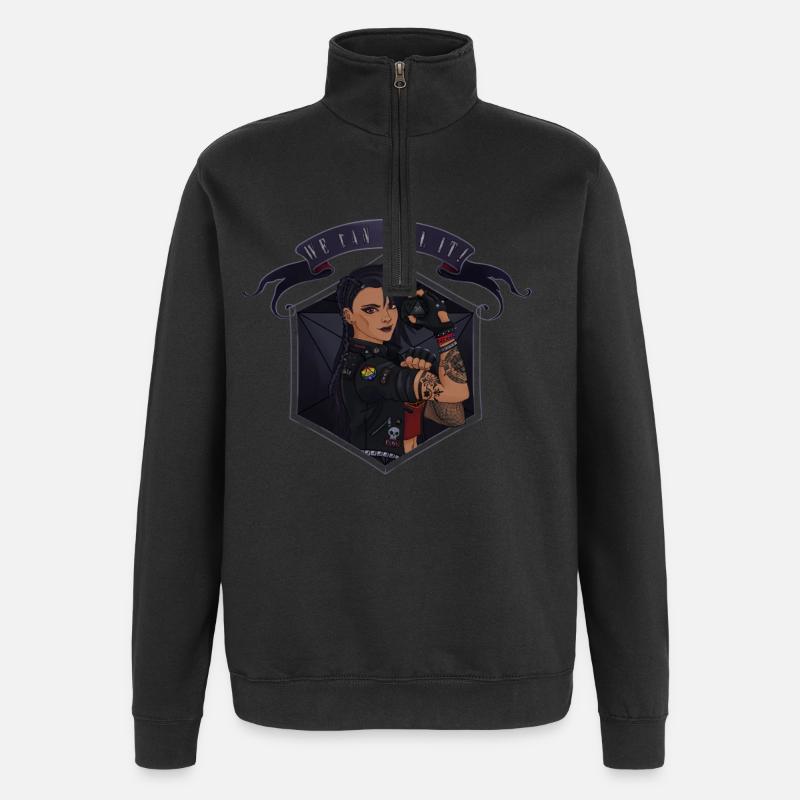 We can ROLL it! Tanned - Quarter-Zip Sweatshirt - black