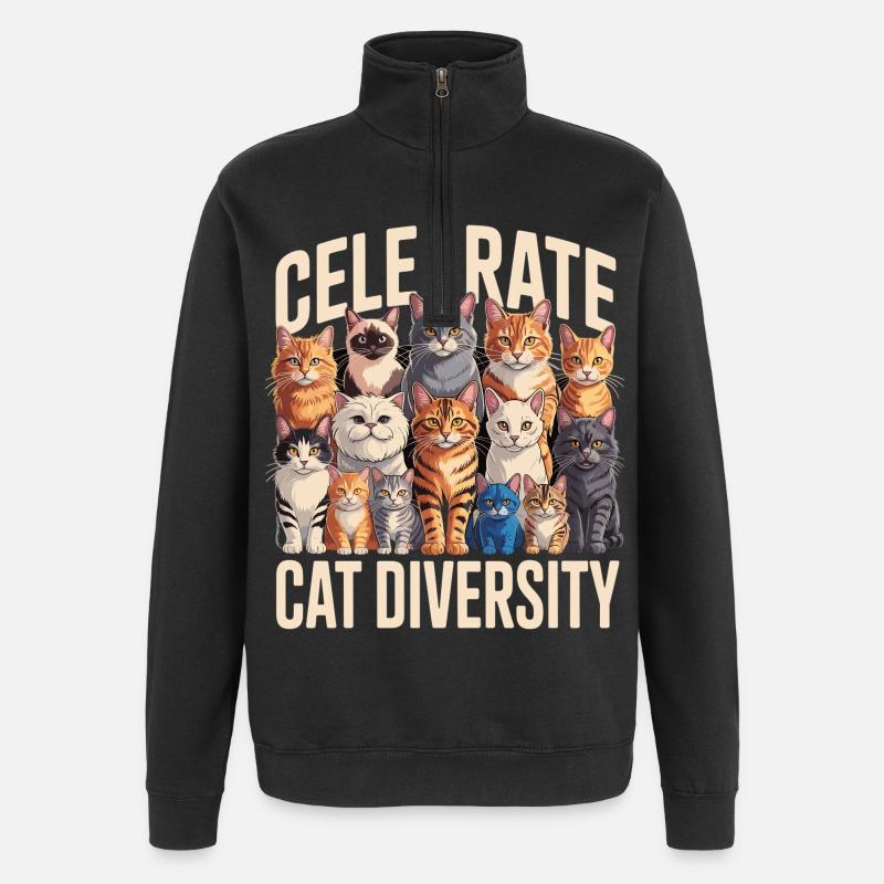 Celebrate Cat Diversity Cats - Quarter-Zip Sweatshirt - black