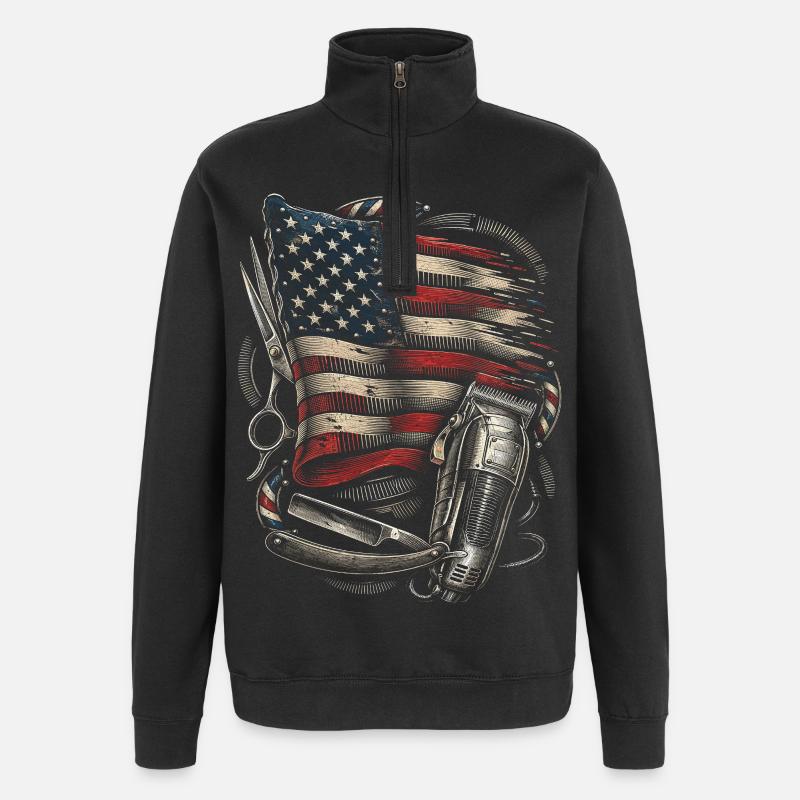 Barber Barbier - Quarter-Zip Sweatshirt - black