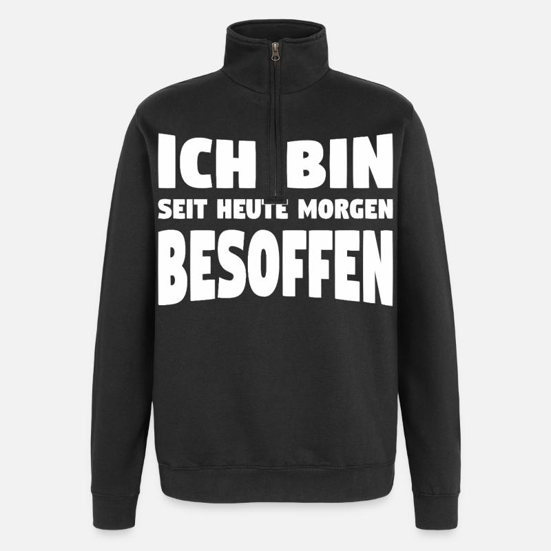 Lustige Sauf Sprüche - Quarter-Zip-Sweatshirt - Schwarz