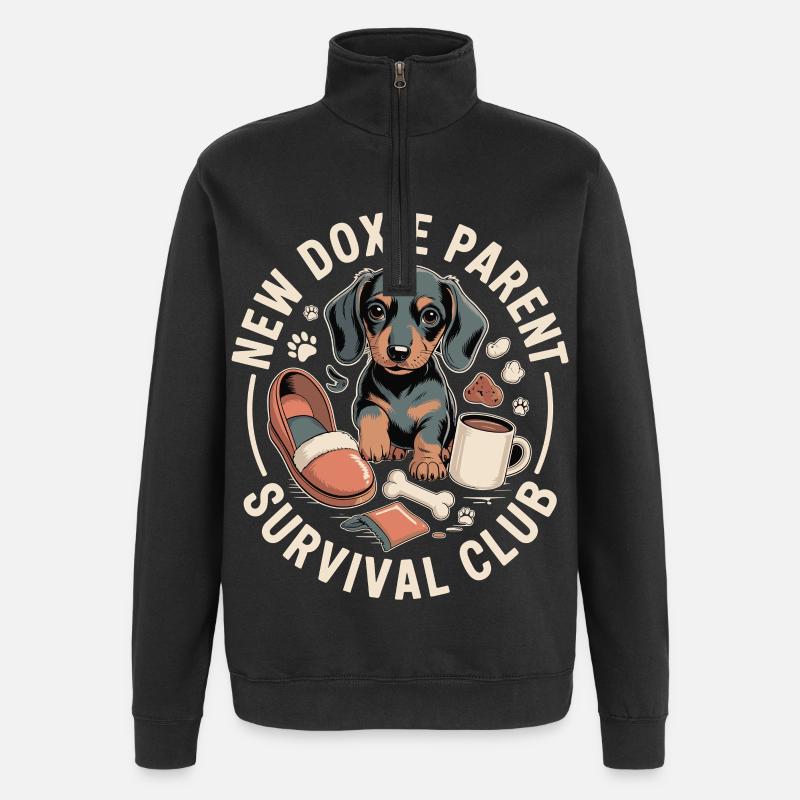 Club de survie teckel - Sweat à zip 1/4 - noir