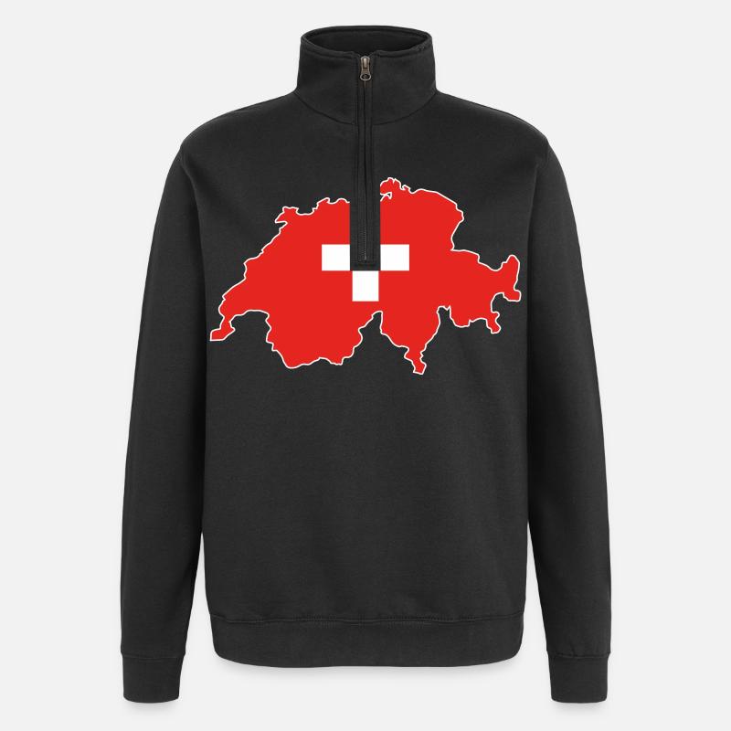 Switzerland Flag Map - Quarter-Zip Sweatshirt - black