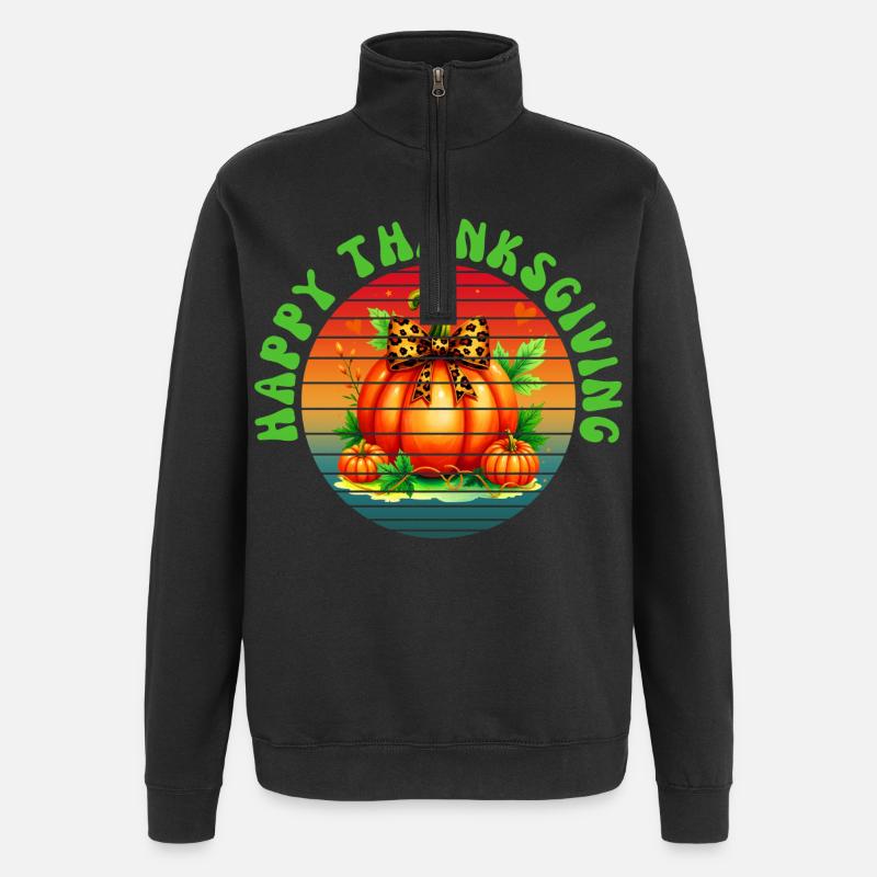 HAPPY THANKSGIVING - Quarter-Zip Sweatshirt - black